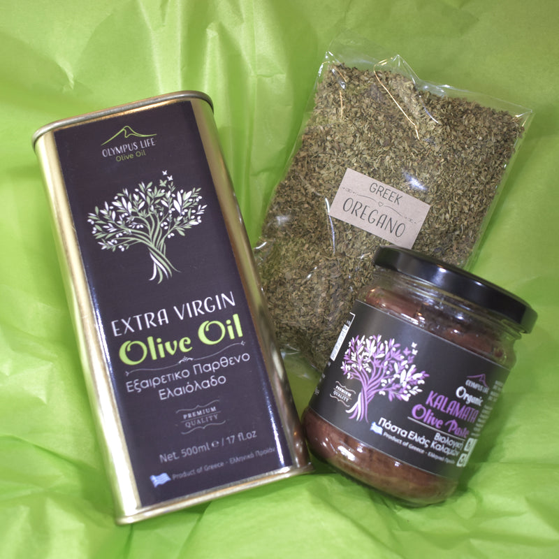 GREEK GIFT BOX // Extra Virgin Olive Oil + Organic Olive Paste + Oregano