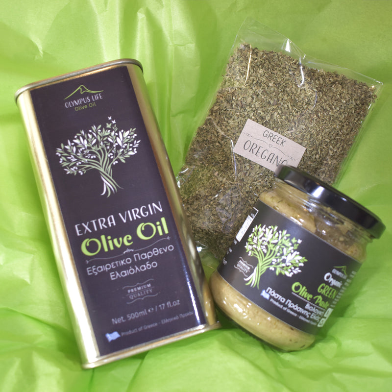 GREEK GIFT BOX // Extra Virgin Olive Oil + Organic Olive Paste + Oregano