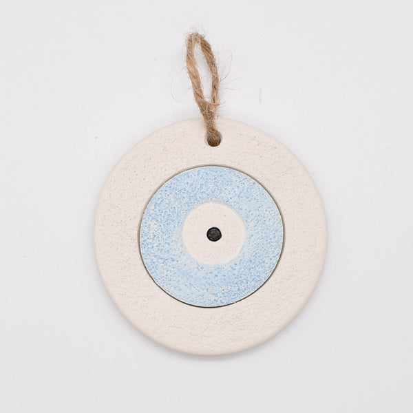 Evil Eye Ceramic Decoration Lucky Turkish Greek Charm Light Blue