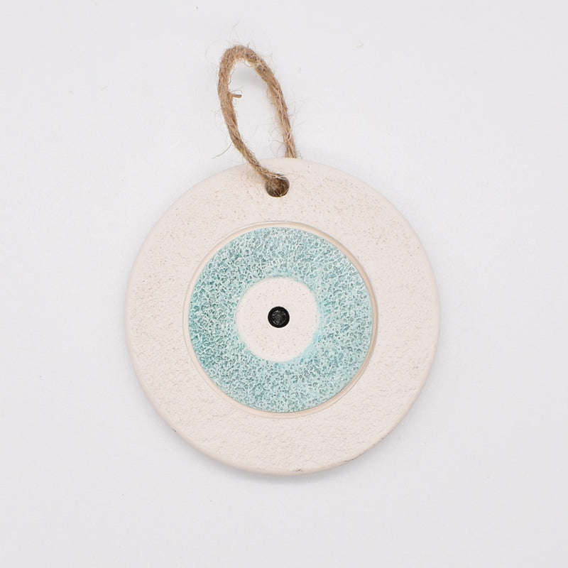 Evil Eye Ceramic Decoration Lucky Turkish Greek Charm Light Green