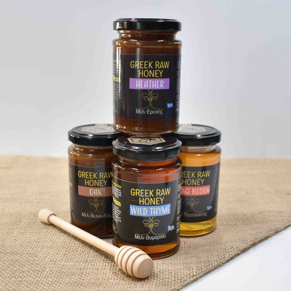 Greek Raw Honey SPECIAL OFFER 4 Jars of Honey + Honey Dipper