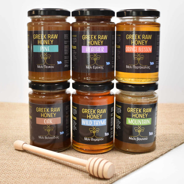 Greek Raw Honey SPECIAL OFFER 6 Jars of Honey + Honey Dipper